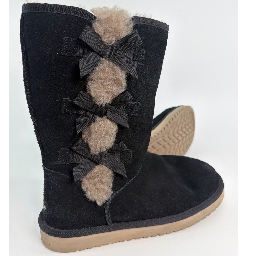Koolaburra‎ by UGG Victoria Tall Black Suede Bow Boots 1015875 Womens 9